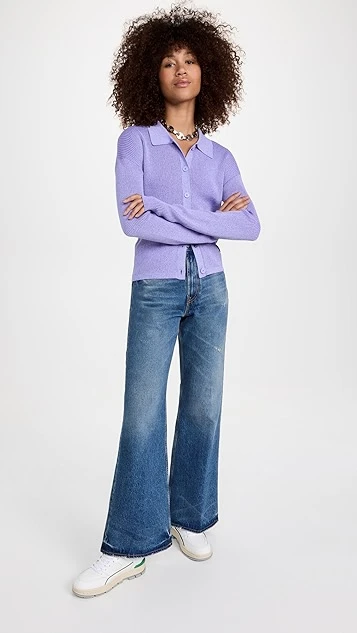 Acne Studios Ribbed Knit Polo Cardigan - Image 4