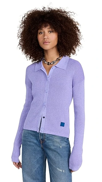 Acne Studios Ribbed Knit Polo Cardigan - Image 6