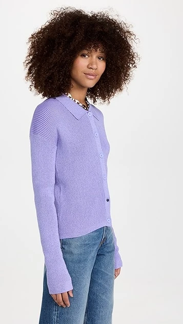 Acne Studios Ribbed Knit Polo Cardigan - Image 3