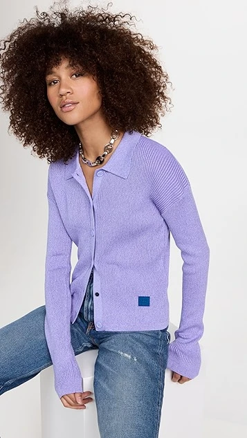 Acne Studios Ribbed Knit Polo Cardigan