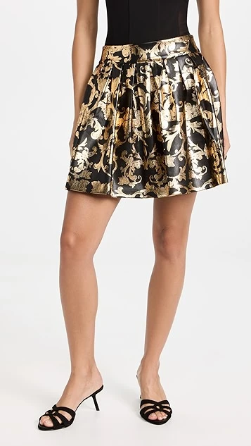 Alice + Olivia Fizer Vegan Leather Box Pleated Skirt