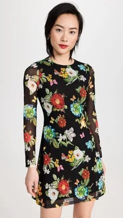 Alice + Olivia Delora Flare Mini Dress