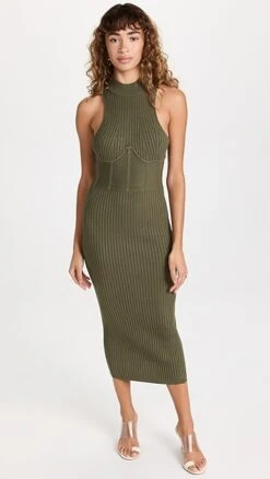 Andrea Iyamah NESI Mock Neck Knit Midi Dress
