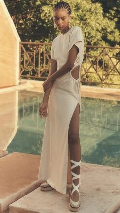 Andrea Iyamah Peta Cotton High Slit Dress