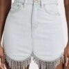 Area Scalloped Denim Crystal Skirt
