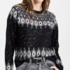 ATM Anthony Thomas Melillo Wool Blend Sequin Fair Isle Crew Neck Sweater