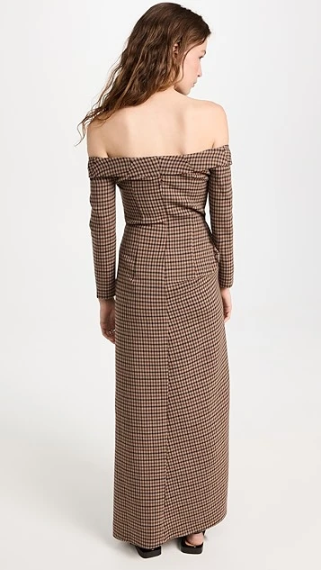 A.W.A.K.E. MODE Open Shoulder Asymmetric Draped Dress - Image 2