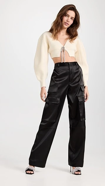 Alexander Wang Crystal Tie Cropped Cardigan - Image 4