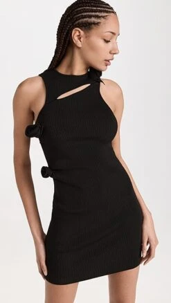 Coperni Aymmetric Flower Knit Mini Dress