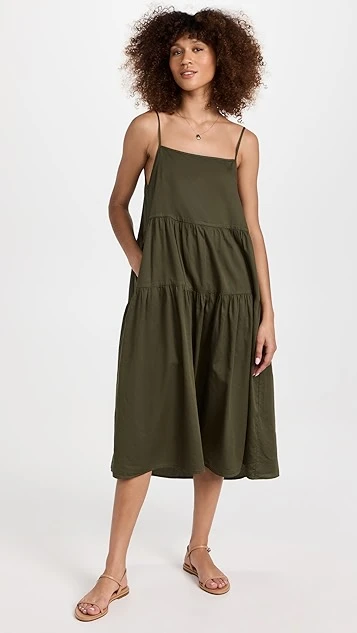 Enza Costa Cool Cotton Strappy Tiered Dress