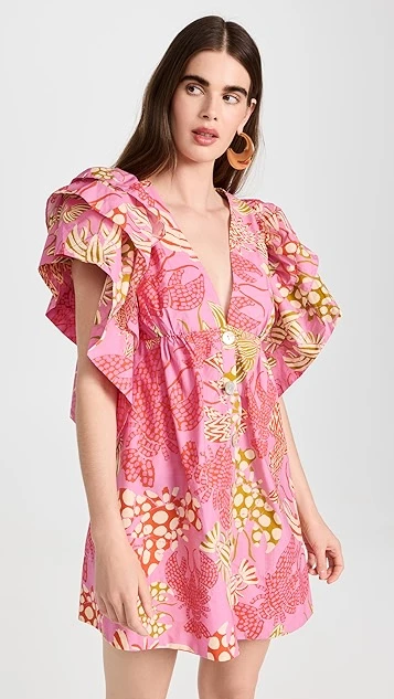 FARM Rio Mixed Lobsters Pink Mini Dress