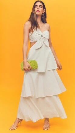 FARM Rio Off White Flower Maxi Dress