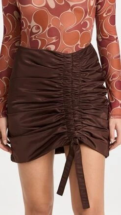 GANNI Nylon Ruched Mini Skirt