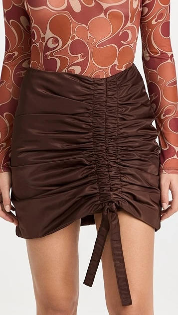 GANNI Nylon Ruched Mini Skirt