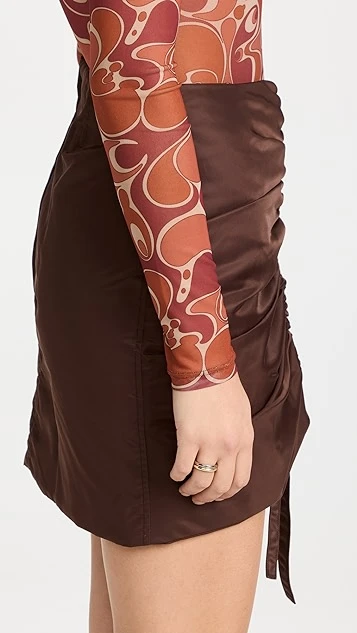 GANNI Nylon Ruched Mini Skirt - Image 3