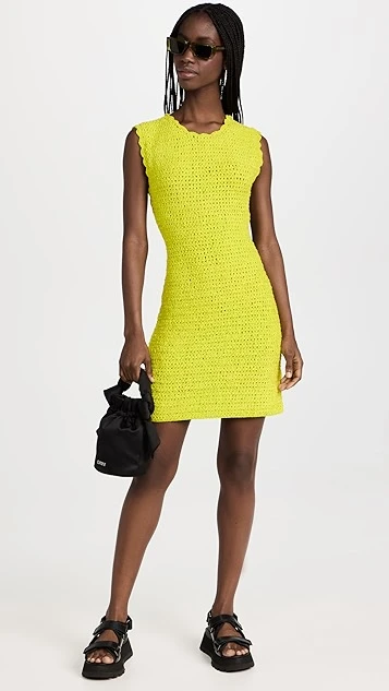 GANNI Velvet Crochet Open Back Mini Dress - Image 4