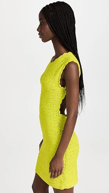 GANNI Velvet Crochet Open Back Mini Dress - Image 3