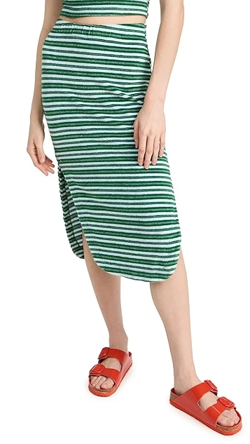 MONROW Stripe Terry Cloth Long Skirt - Image 6