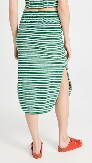 MONROW Stripe Terry Cloth Long Skirt - Image 2