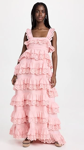 Innika Schiffli Scallop Frill Maxi Dress - Image 4