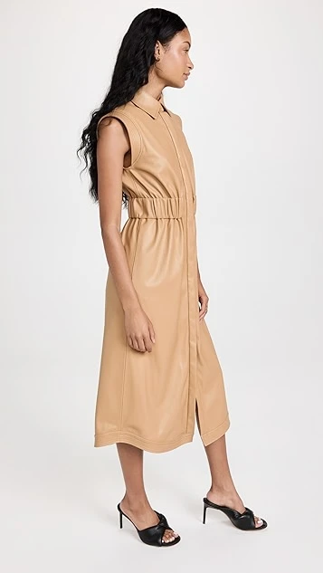 SIMKHAI Nima Faux Leather Midi Dress - Image 3