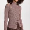 SIMKHAI Brooke Marled Compact Rib With Lace Up Turtleneck