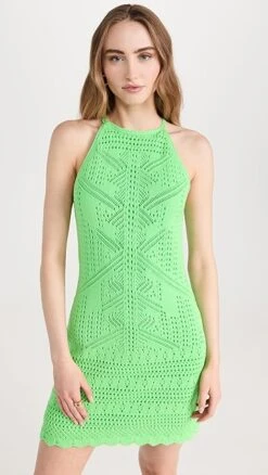 SIMKHAI Shireen Engineered Lace Stitch Mini Dress