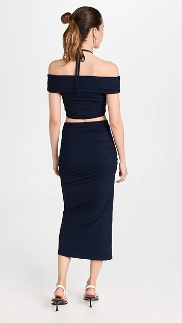 Jonathan Simkhai STANDARD Akane Shaping Rib Off Shoulder Cut Out Midi Dress - Image 2