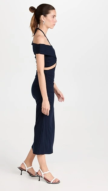 Jonathan Simkhai STANDARD Akane Shaping Rib Off Shoulder Cut Out Midi Dress - Image 3