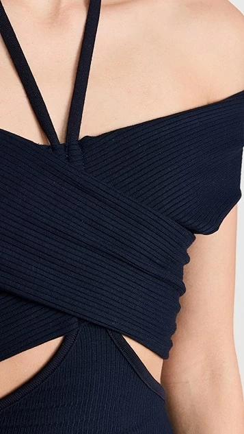 Jonathan Simkhai STANDARD Akane Shaping Rib Off Shoulder Cut Out Midi Dress - Image 5