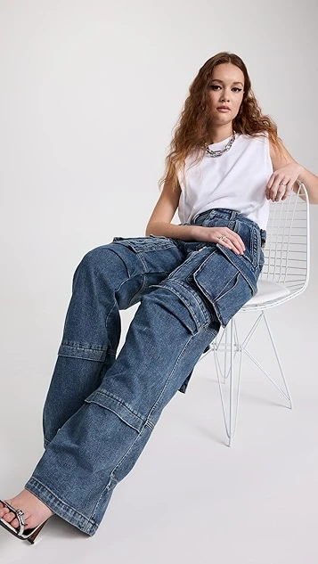 Juun. J Multi Pocket Cargo Denim Pants - Image 4