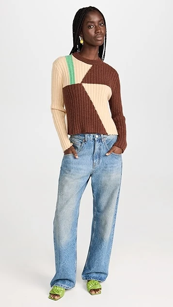 KITRI Rory Chocolate Tile Print Sweater - Image 4