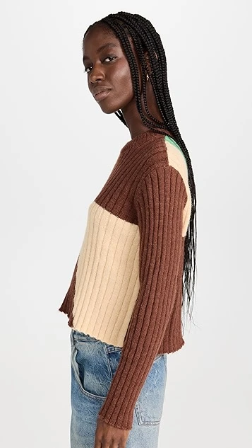 KITRI Rory Chocolate Tile Print Sweater - Image 3