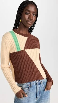 KITRI Rory Chocolate Tile Print Sweater