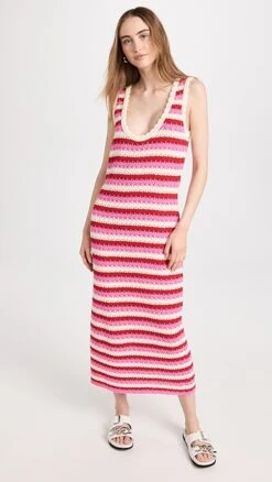 KITRI Bunty Pink Stripe Knit Dress