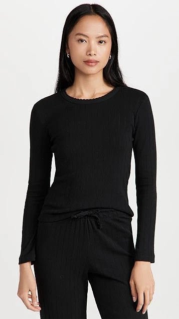 Leset Pointelle Slim Fit Long Sleeves