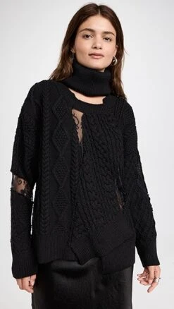 Monse Torn Lace Knit Sweater