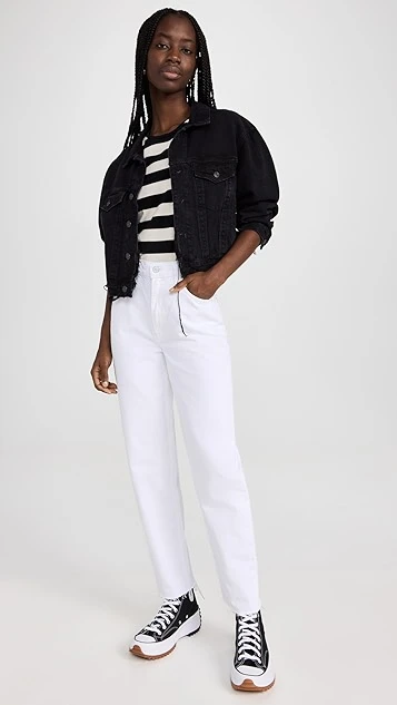 MOTHER High Waisted Double Stack Hover Fray Jeans - Image 4