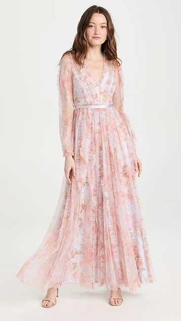 Needle & Thread Rose Bluebell Garden V Neck Gown