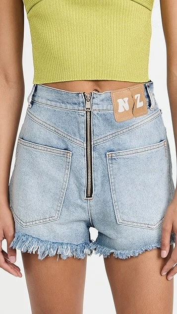 Natasha Zinko Reversible Denim Ragged Shorts