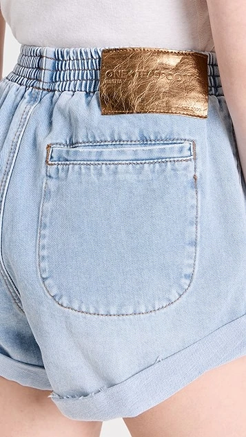 One Teaspoon Blue Latte Hunters Mid Length Relaxed Shorts - Image 5