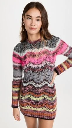 Philosophy Di Lorenzo Serafini Multicolor Knit Mini Dress