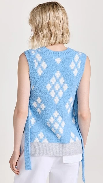 3.1 Phillip Lim Distressed Argyle Jaquard Boxy Vest - Image 2