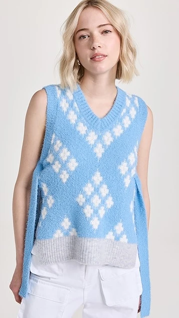 3.1 Phillip Lim Distressed Argyle Jaquard Boxy Vest