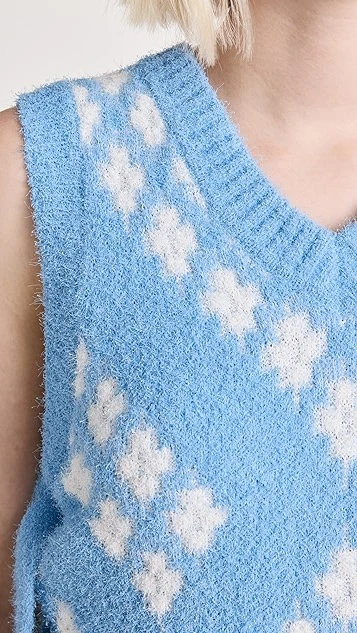 3.1 Phillip Lim Distressed Argyle Jaquard Boxy Vest - Image 5