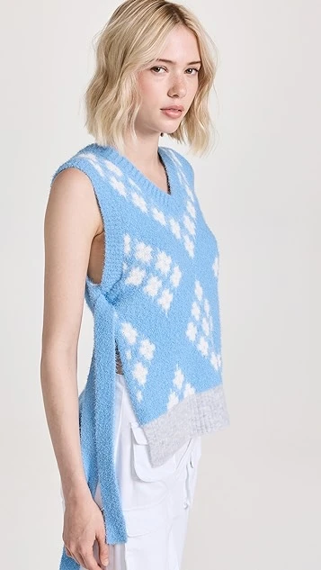 3.1 Phillip Lim Distressed Argyle Jaquard Boxy Vest - Image 3