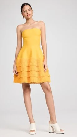 Proenza Schouler Textured Fringe Knit Sculpted Dress