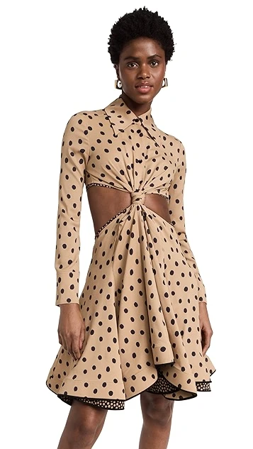 Proenza Schouler Printed Dot Cut Out Shirt Dress - Image 6