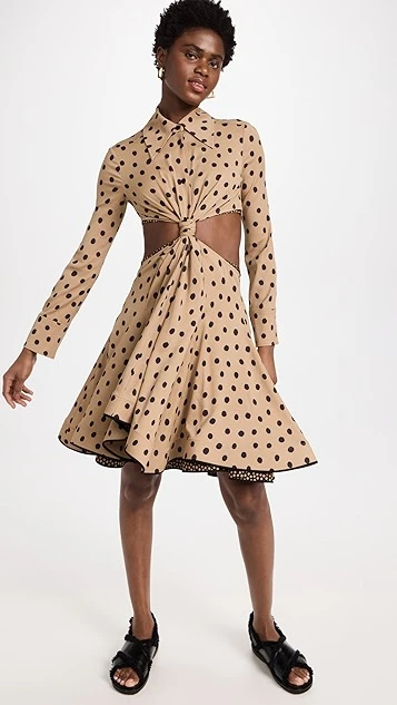 Proenza Schouler Printed Dot Cut Out Shirt Dress - Image 4