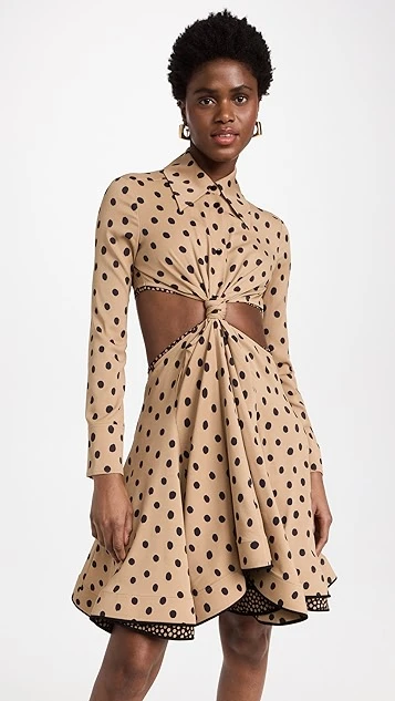 Proenza Schouler Printed Dot Cut Out Shirt Dress - Image 7